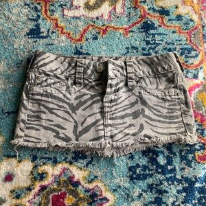 TRUE RELIGION WOMENS MANDY ZEBRA PRINT DENIM SKIRT